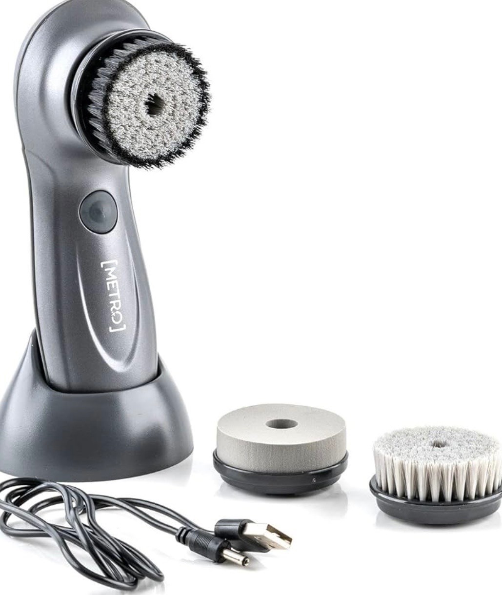 Metro Facial Cleansing Brush Exfoliator Scrubber 3 heads Bi-directional Rotation