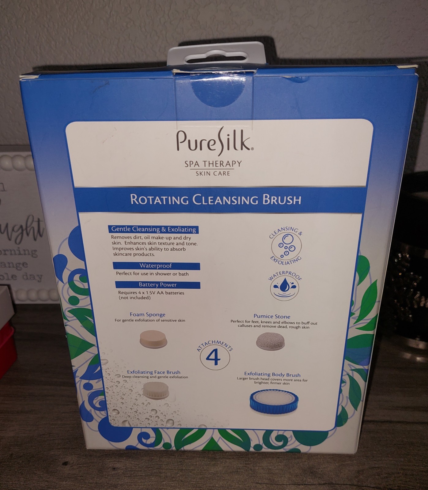 Pure Silk Rotating Cleansing Brush Spa Kit Blue Battery Powered Waterproof NEW