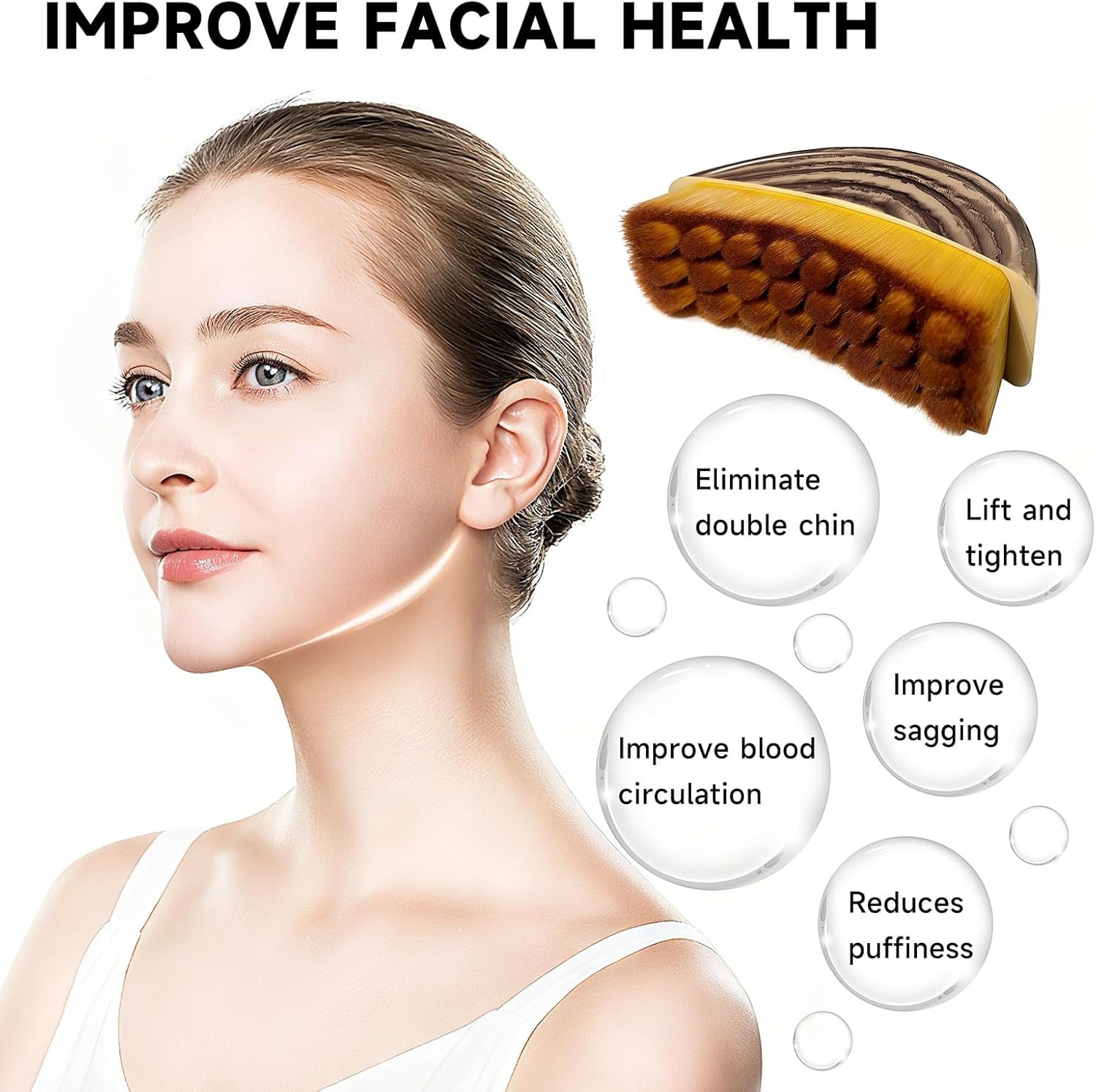 Lymphatic Contour Face Brush Lymphatic Drainage Massager for Face by Glowix 2pcs