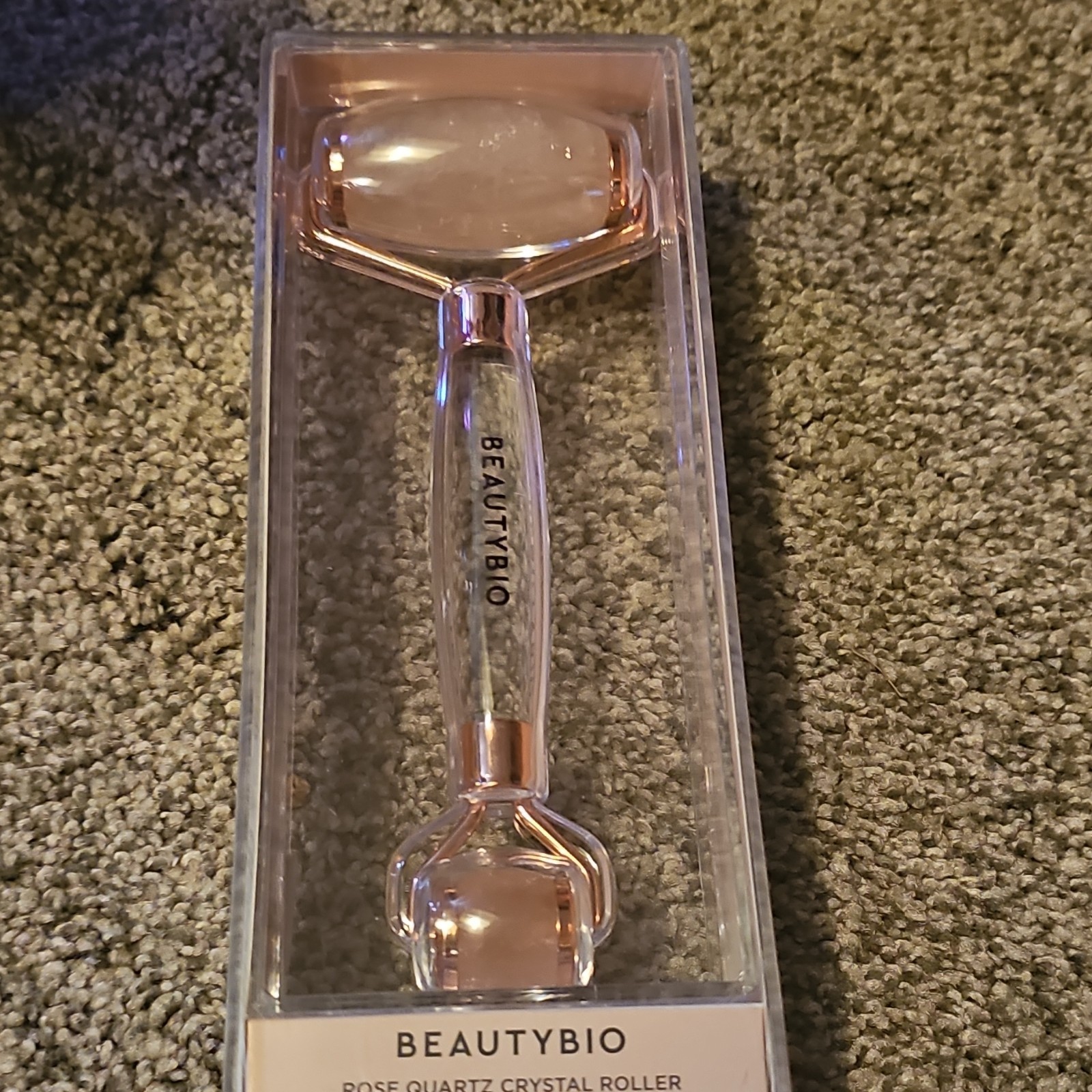 BeautyBio Rose Quartz Facial Massager Pink Lightweight for Puffiness & Glow