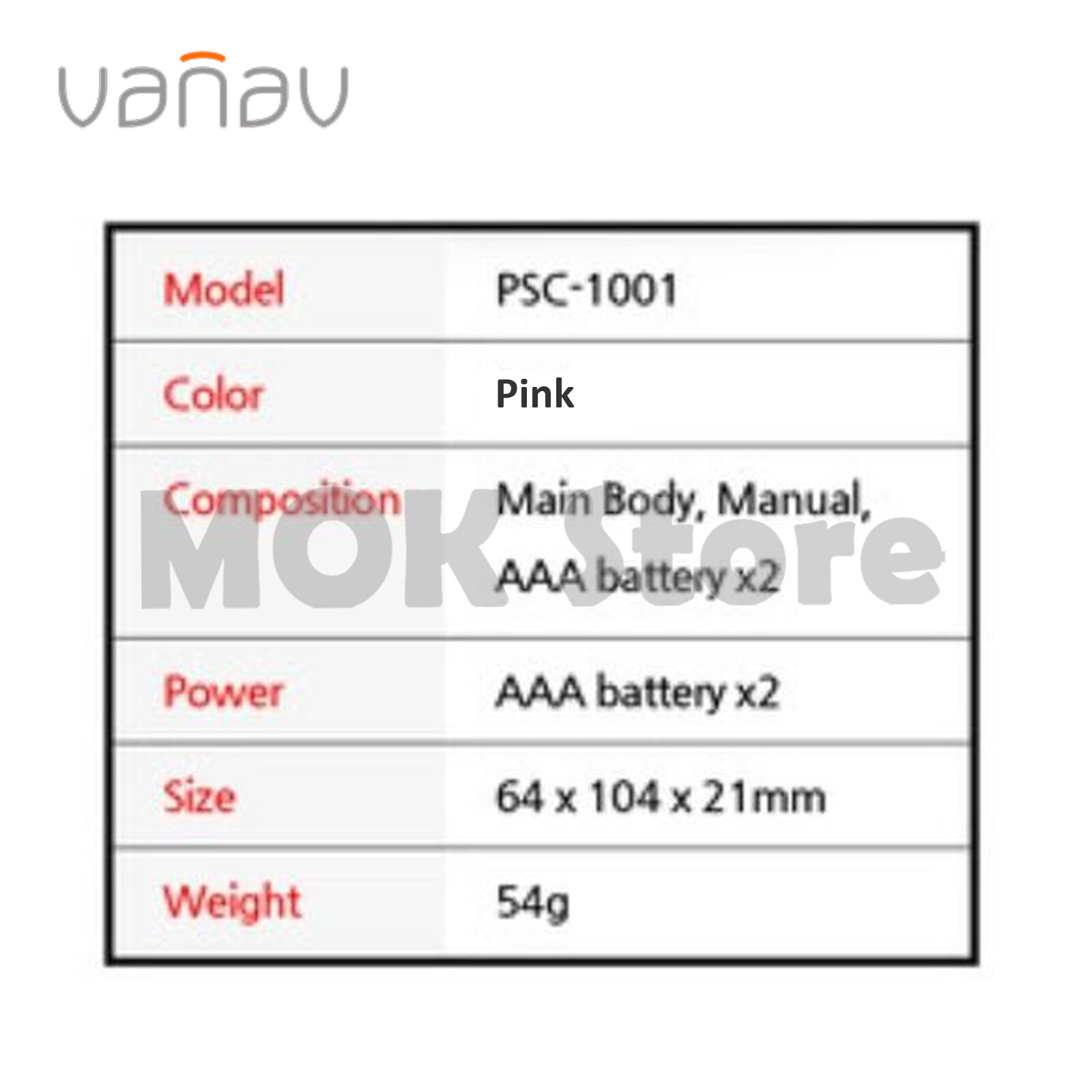 VANAV Time Machine Galvanic Ion Facial Massager PSC-1001 Pink Doctorstech