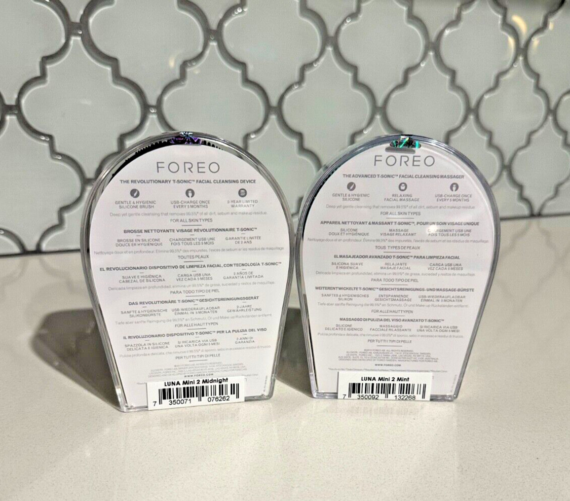 FOREO LUNA Mini 2 Facial Cleansing Brush Silicone Rechargeable, Black/Mint/Pink