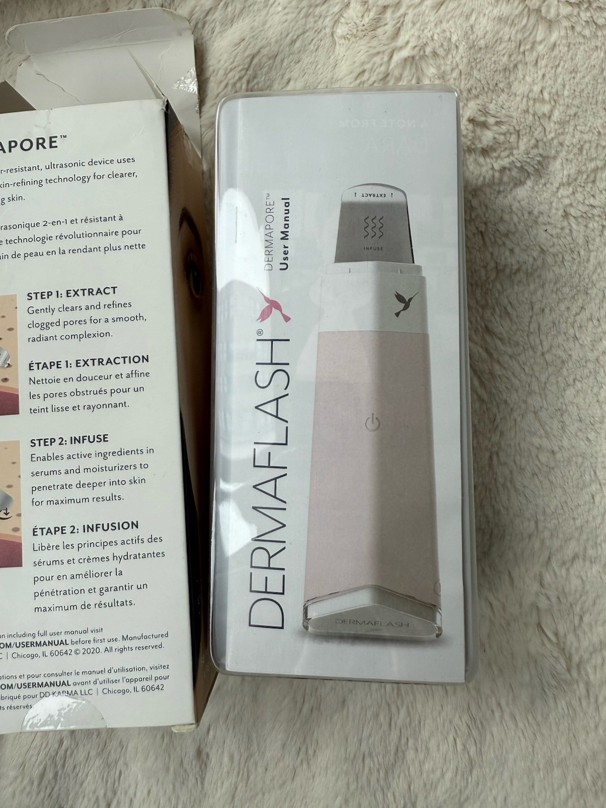 NEW DERMAFLASH DermaPore+ Ultrasonic Pore Extractor Charcoal