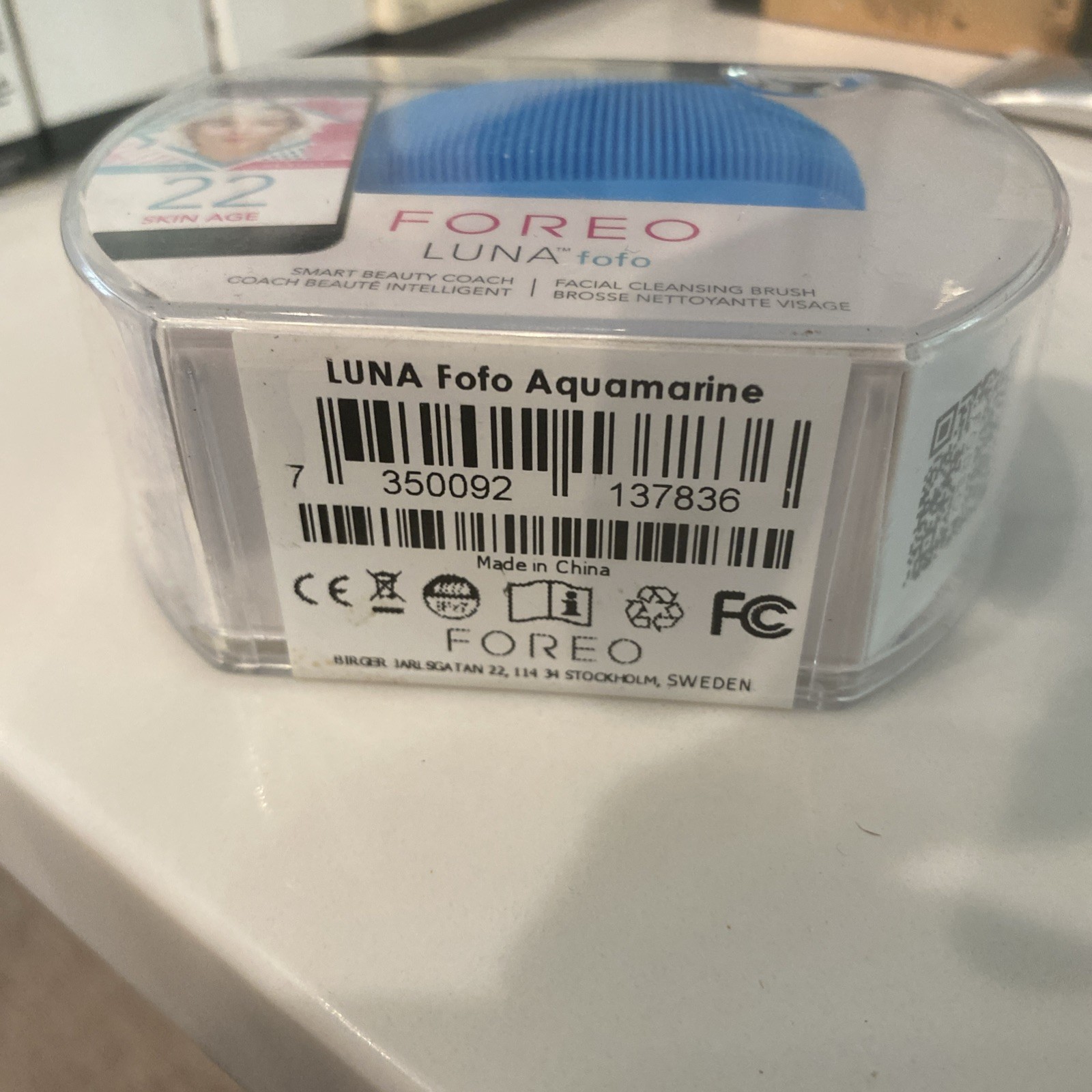 FOREO~Luna Fofo Facial Cleansing Brush in Aquamarine Blue~New in Sealed Case~