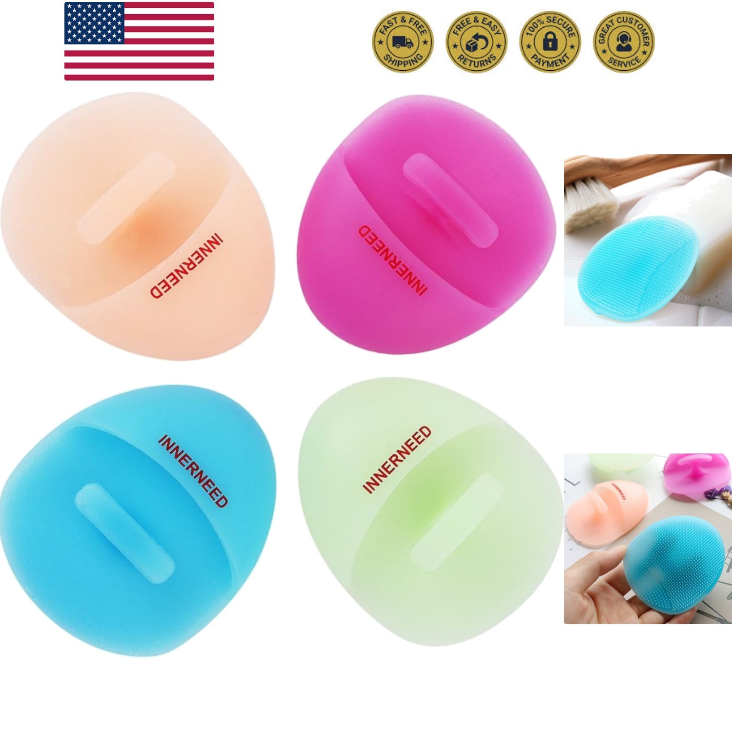 Super Soft Silicone Face Cleanser and Massager Brush Manual Facial Cleansing …