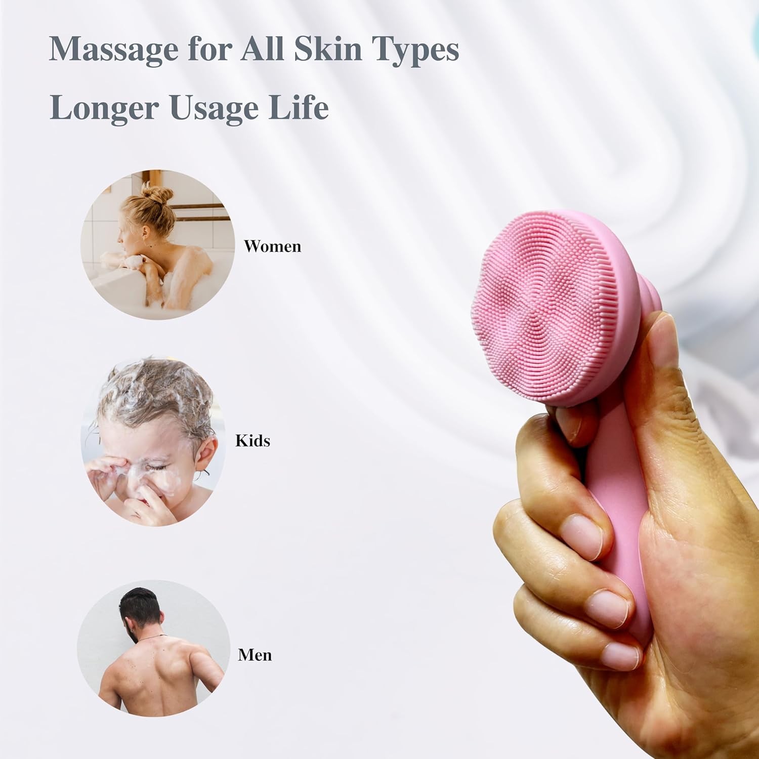 Manual Silicone Facial Cleansing Brush Scrubber Exfoliator with Ultrafine