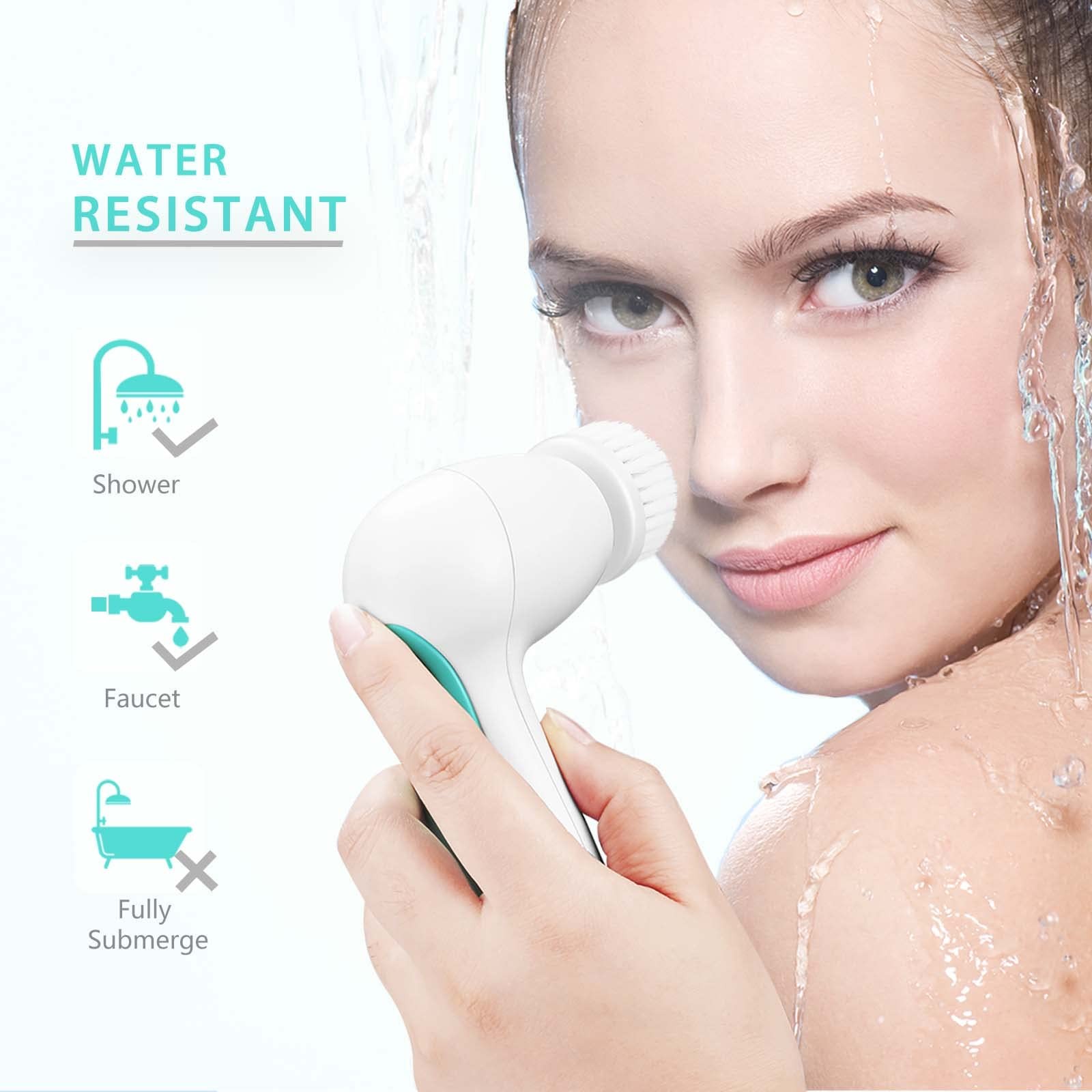 Waterproof Facial Cleansing Spin Brush Set with 5 Exfoliating Brush Heads El…
