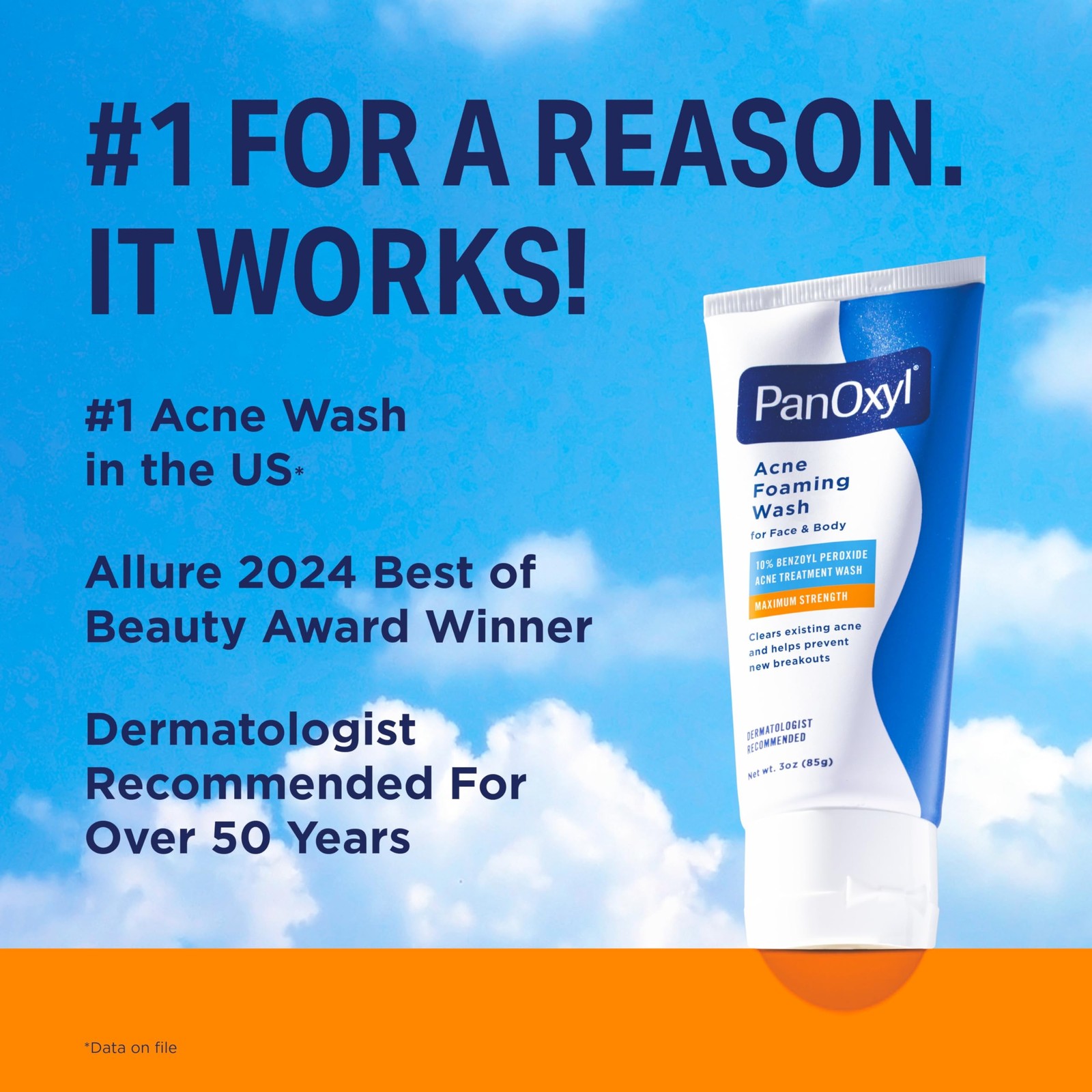 PanOxyl Acne Foaming Wash for face & body Benzoyl 3 Ounce (Pack of 1), Clear
