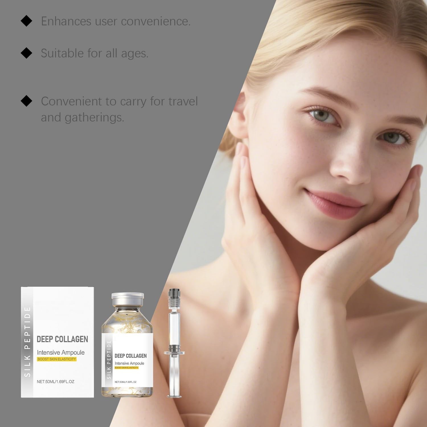 Deep Collagen Lifting Ampoule, Korean Silk Peptide 1.7 Fl Oz (Pack of 2)