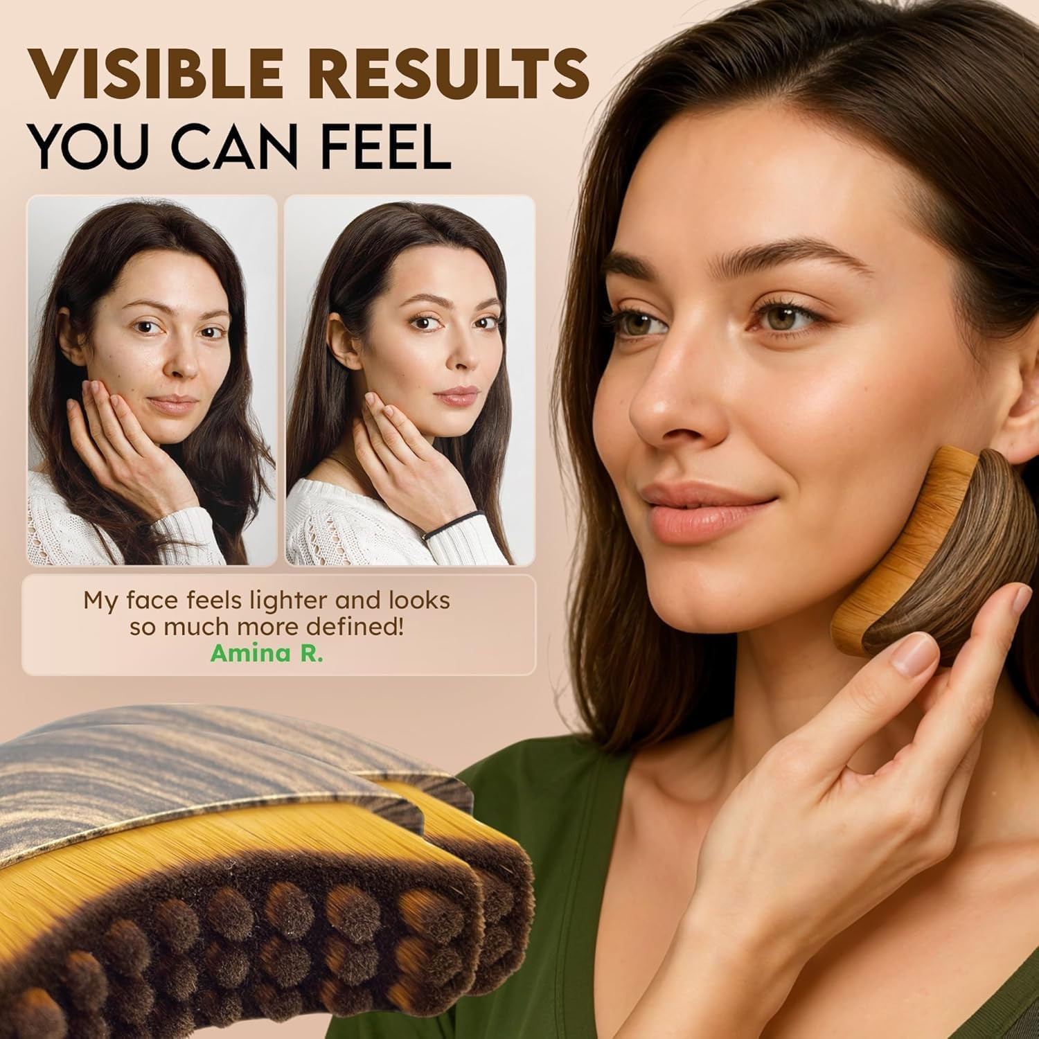 Lymphatic Contour Face Brush,Contour Face Brush for Lymphatic Drainage,Dry Lymph