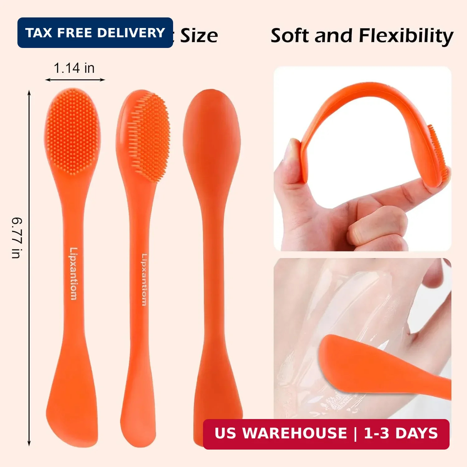 3 Pcs Silicone Facial Cleansing Brush, 2 in 1 Face Mask Applicator and Pore Clea