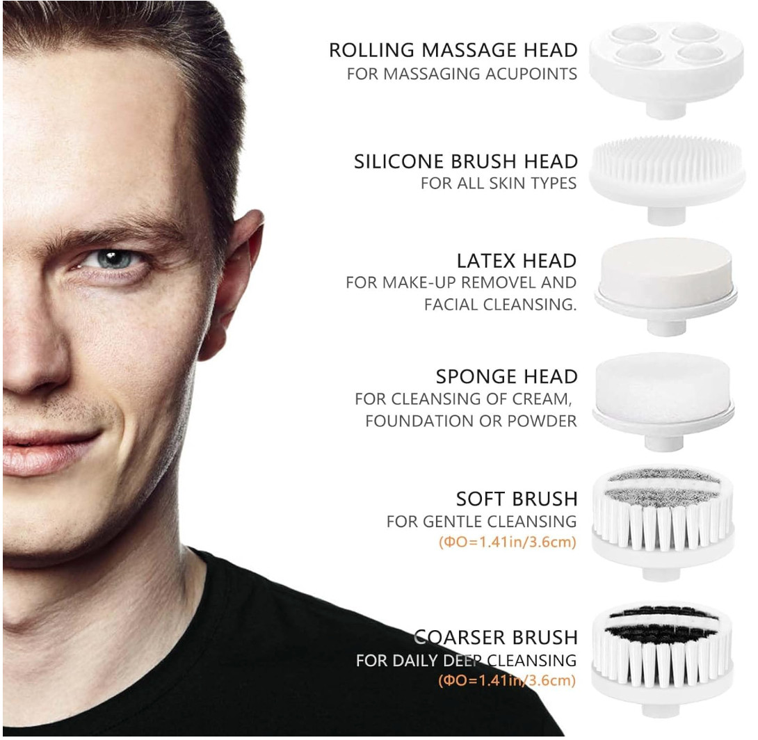 6 in 1 Ultrasonic Facial Cleansing Brush Exfoliate Electronic Face Skin Massager