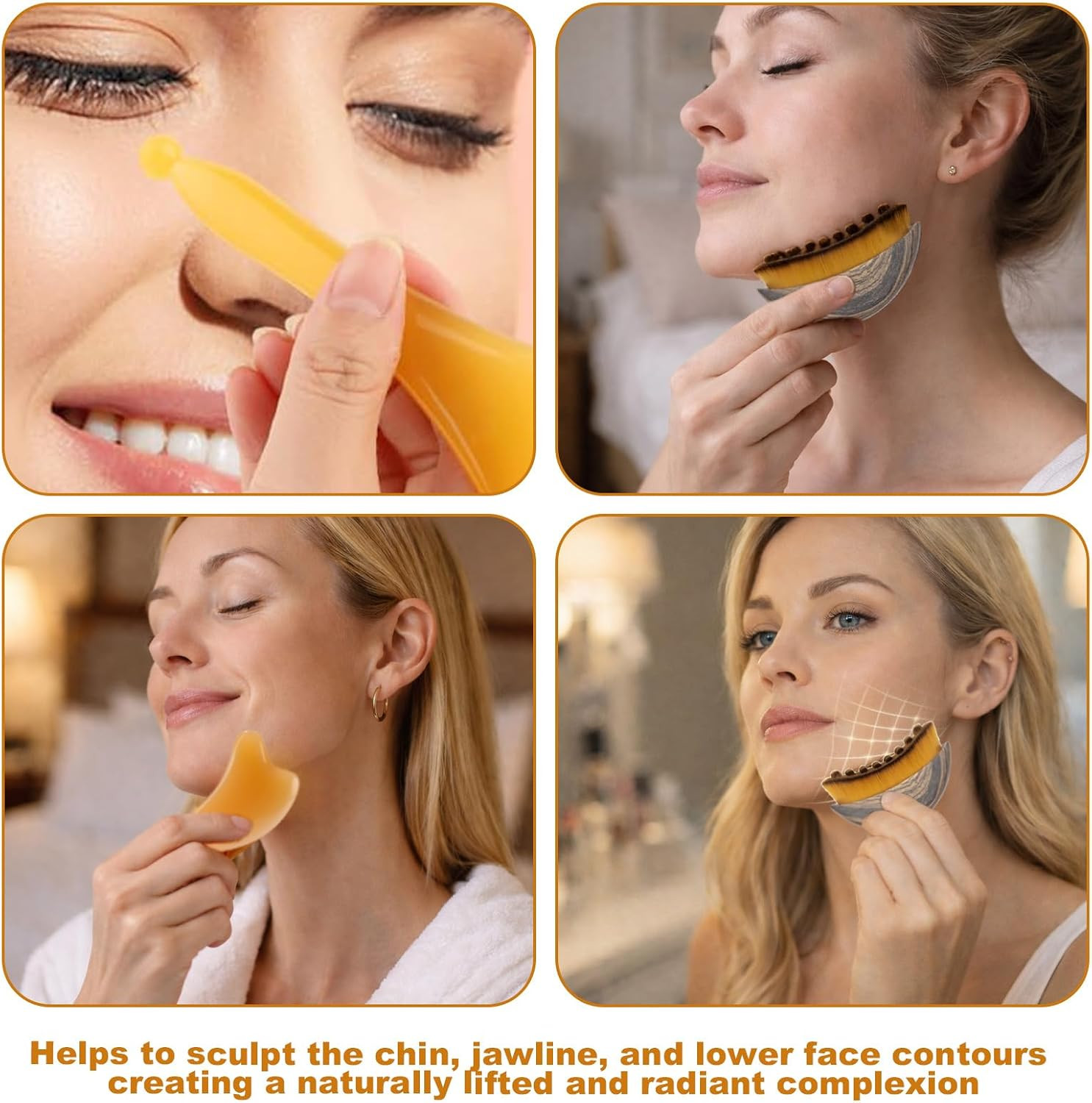 2 Pcs Lymphatic Contour Face Brush,Lymphatic Face Brush, Lymphatic Drainage with