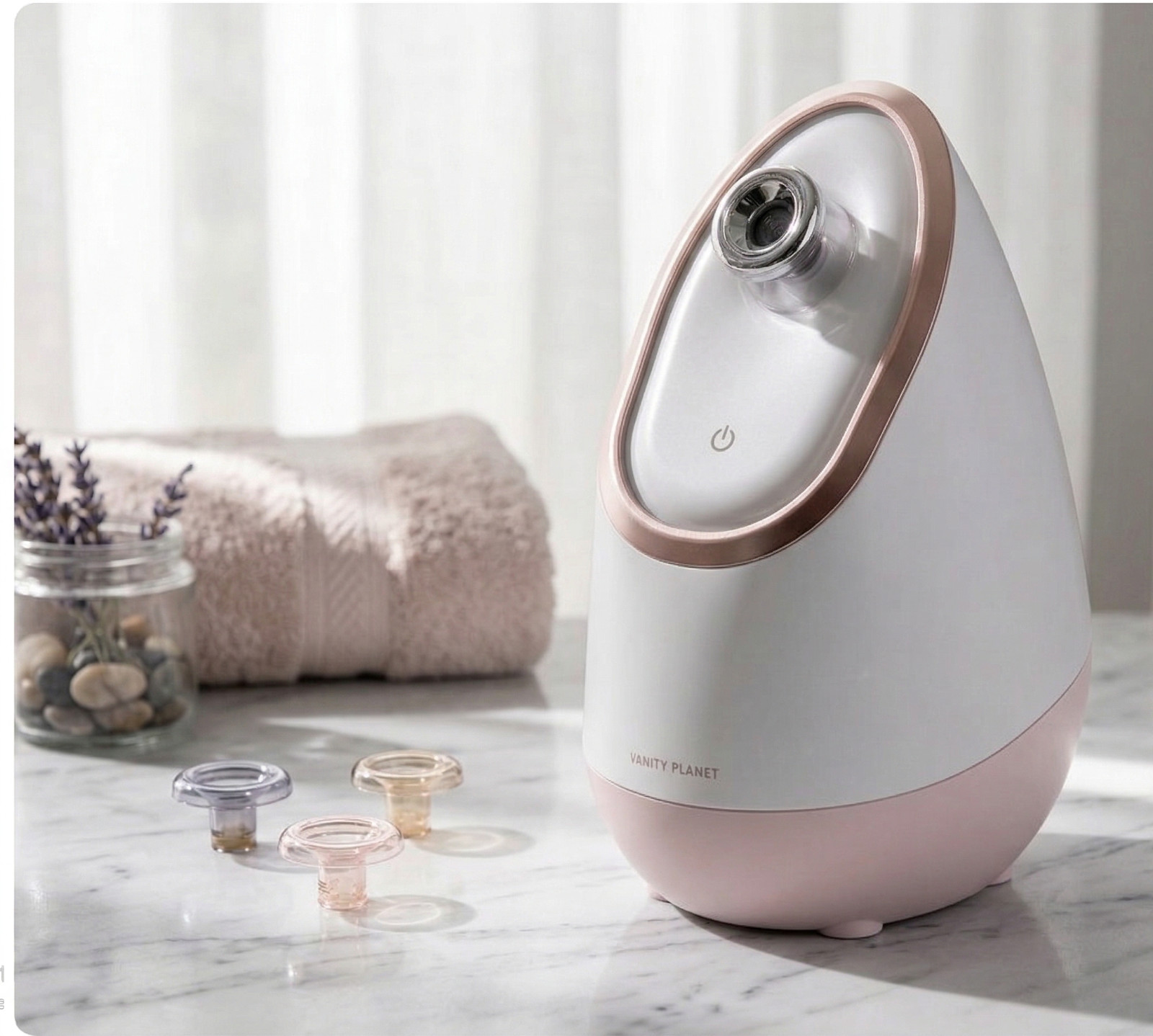 New Vanity Planet Aira Ionic Facial Steamer, Beige/Rose Gold for All Skin Types