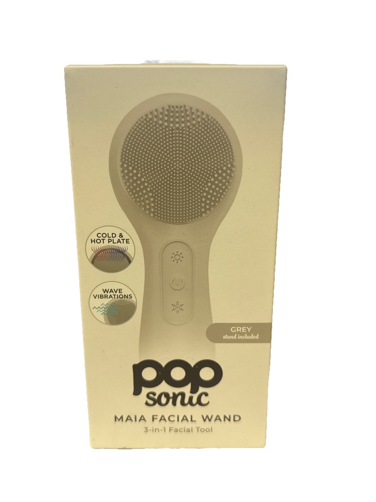 Pop Sonic Maia Facial Wand The Ultimate 3-in-1 Facial Tool (Grey)