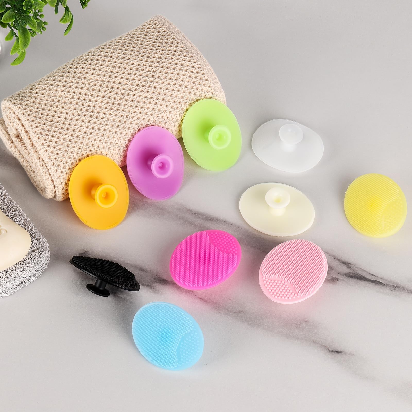 10 Pcs Silicone Face Scrubbers with Suction, 10 Count(Pack of 1), Multi Color