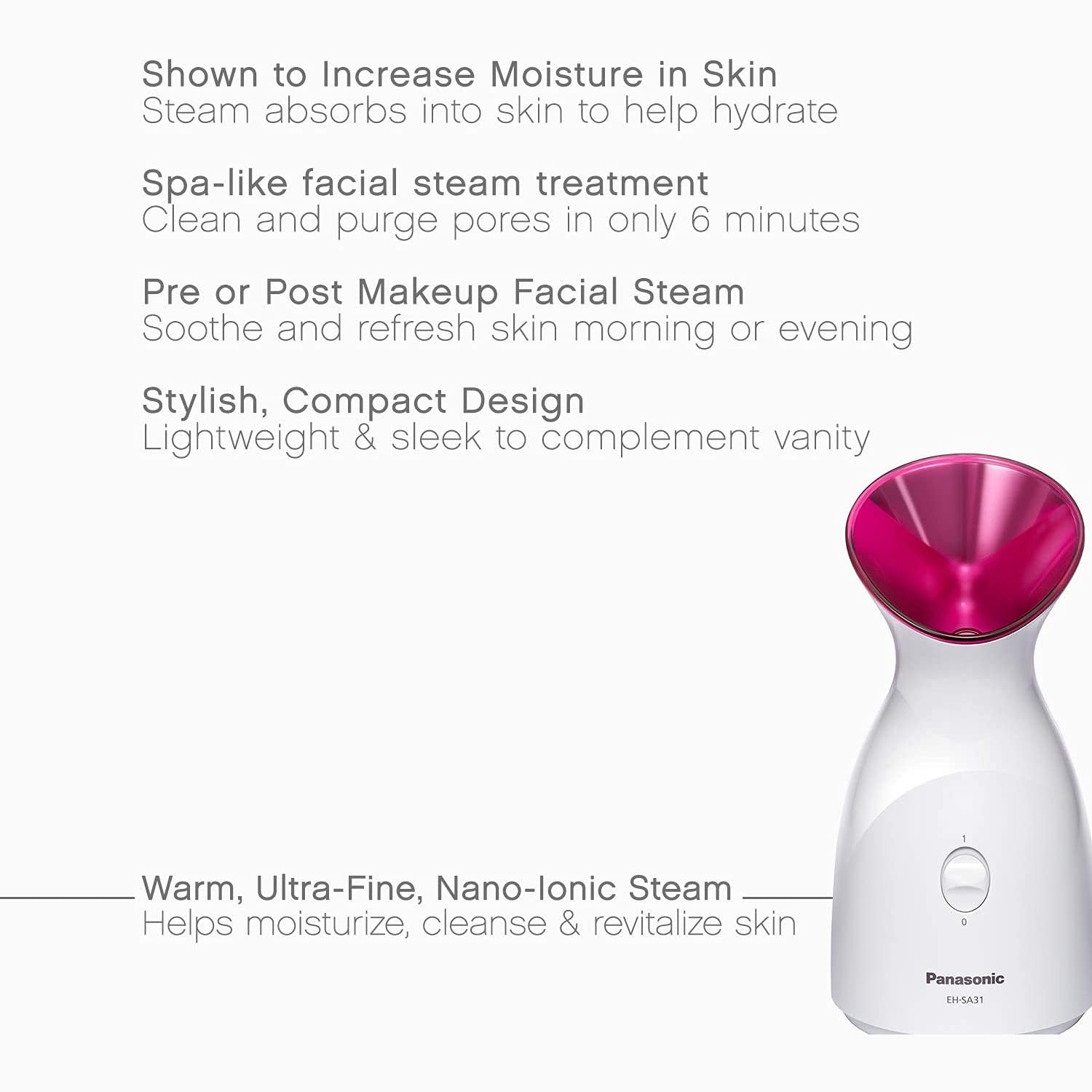 Panasonic Nano Ionic Facial Steamer with Ultra-Fine Steam EH-SA31 (White/Pink)