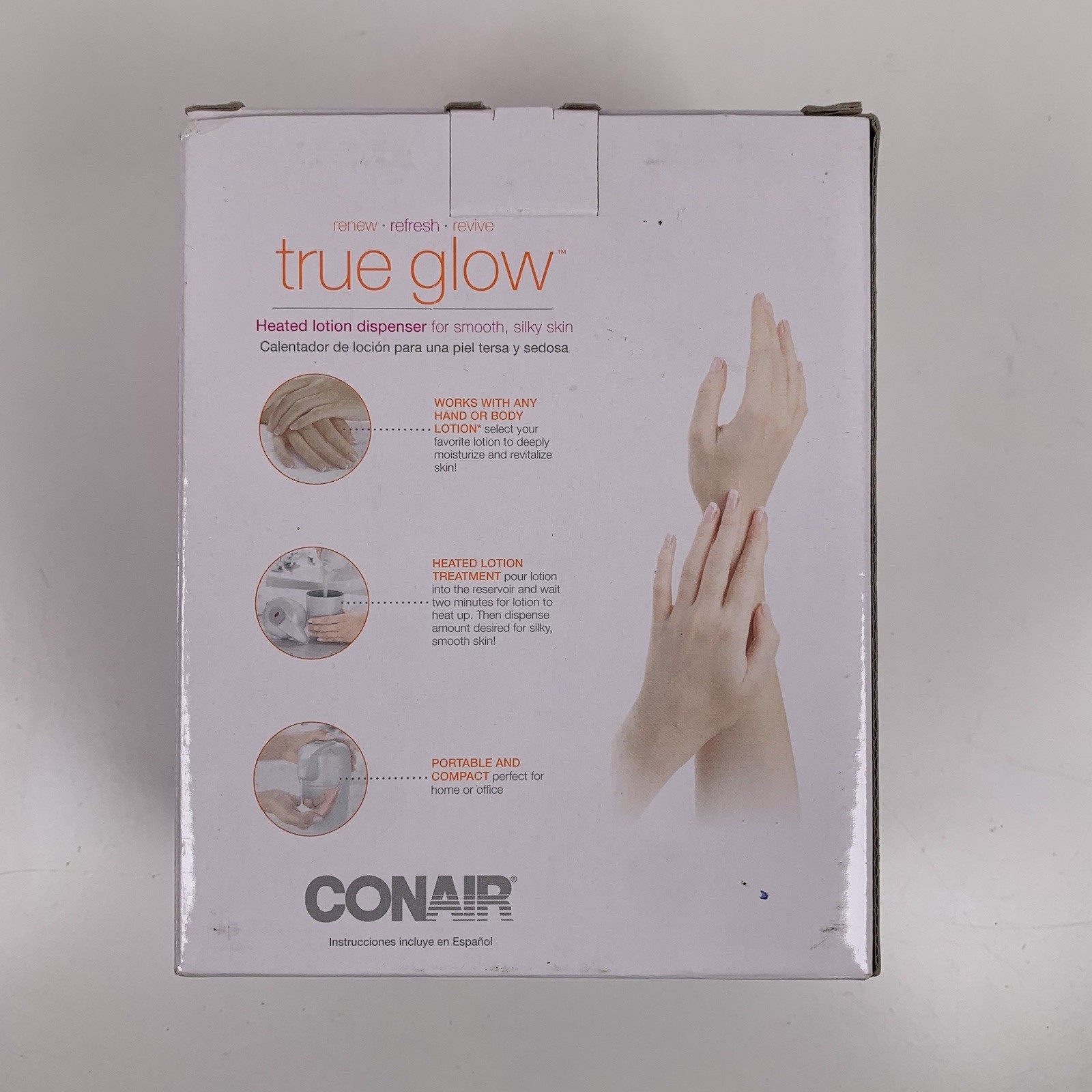 Conair True Glow Heated Lotion Dispenser Warmer HLD23TGR Warm Lotion Silky Skin