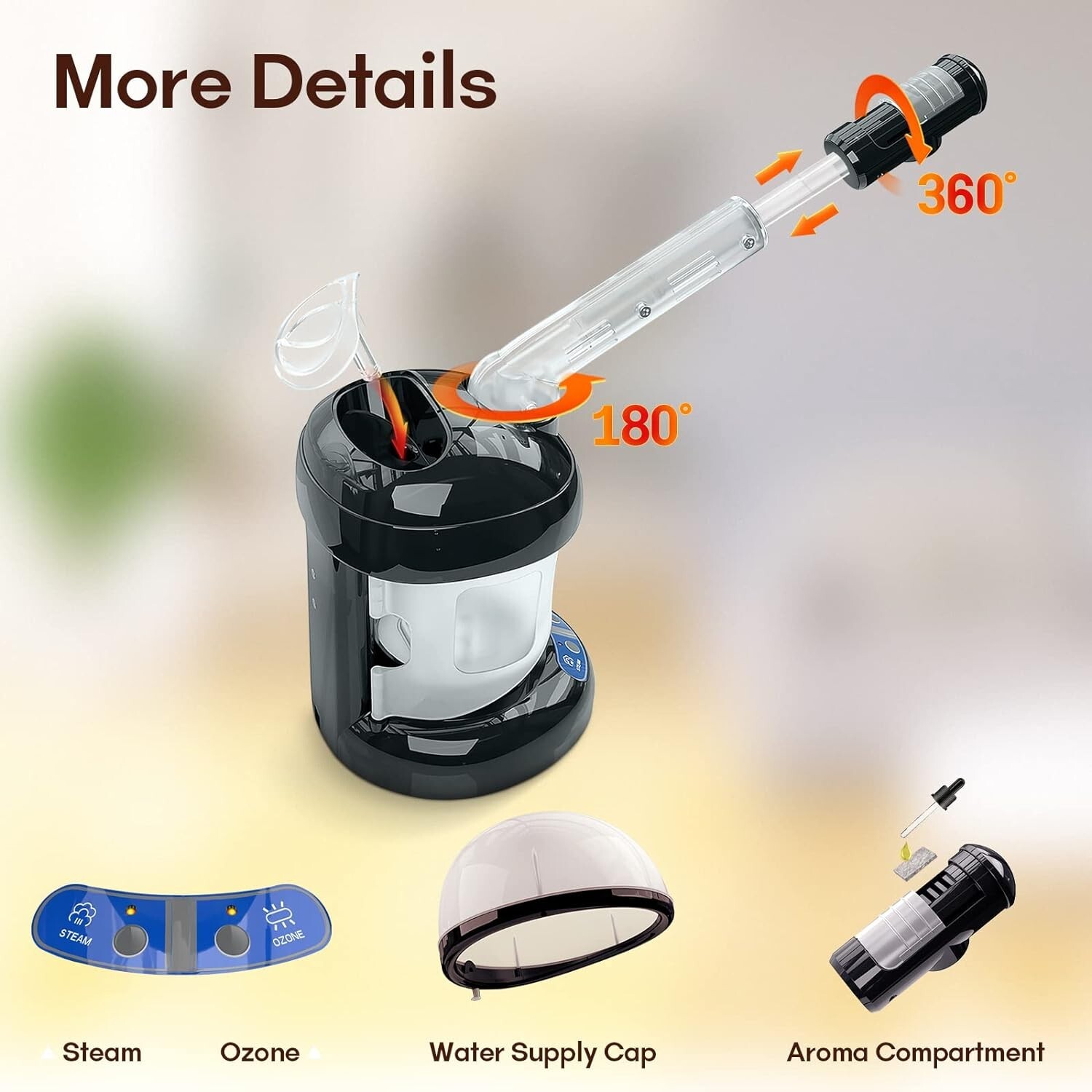 Professional Quality Black Hair and Facial Steamer – Compact & Portable