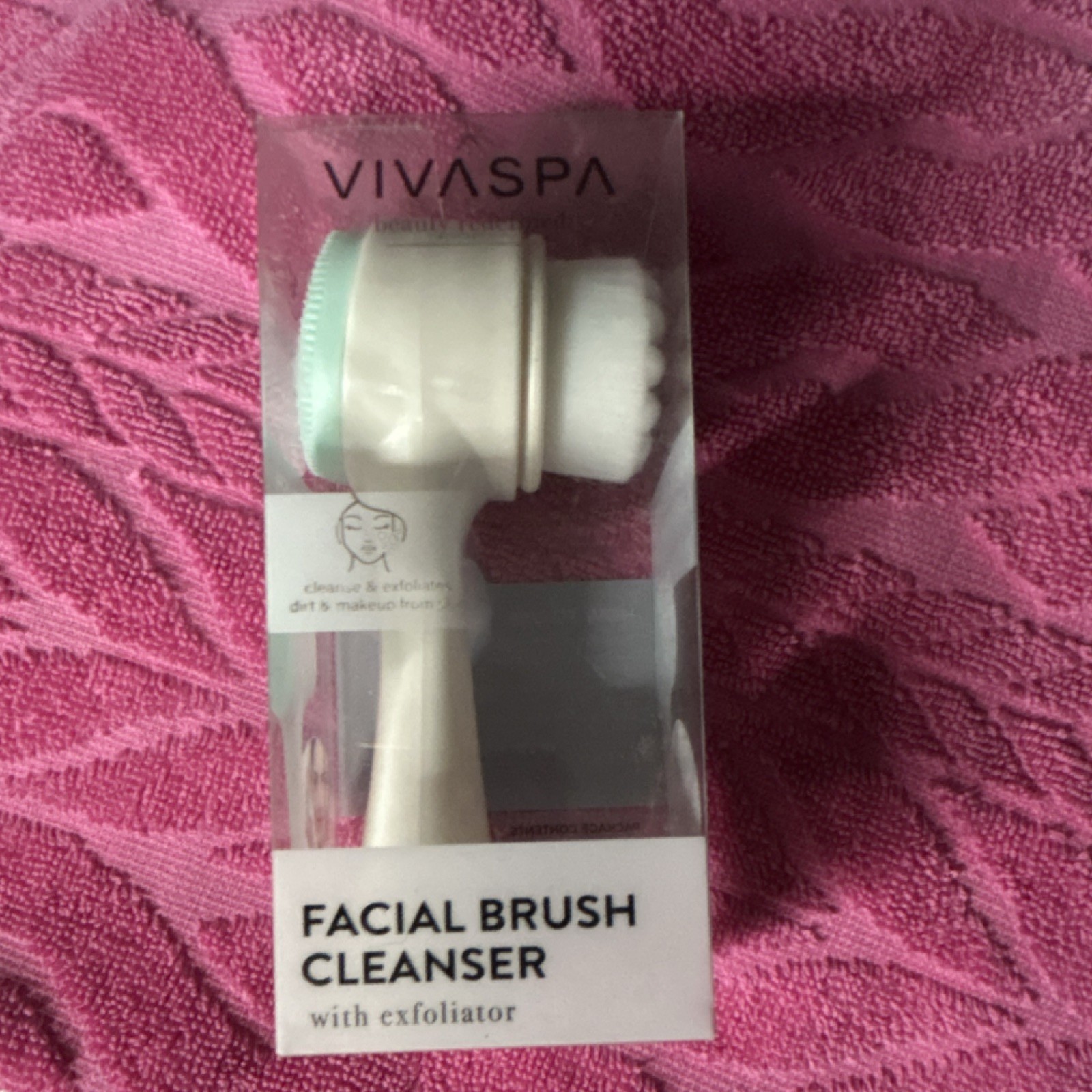VIVASPA Manual Facial Brush Cleanser Exfoliator, White/Mint Green