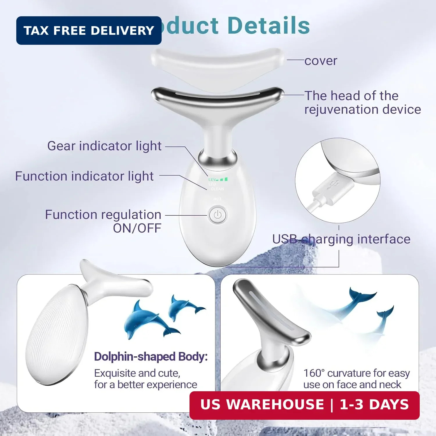 Neck Face Massager, Face Sculpting Tool, 3 Modes and Vibration for Facial Massag