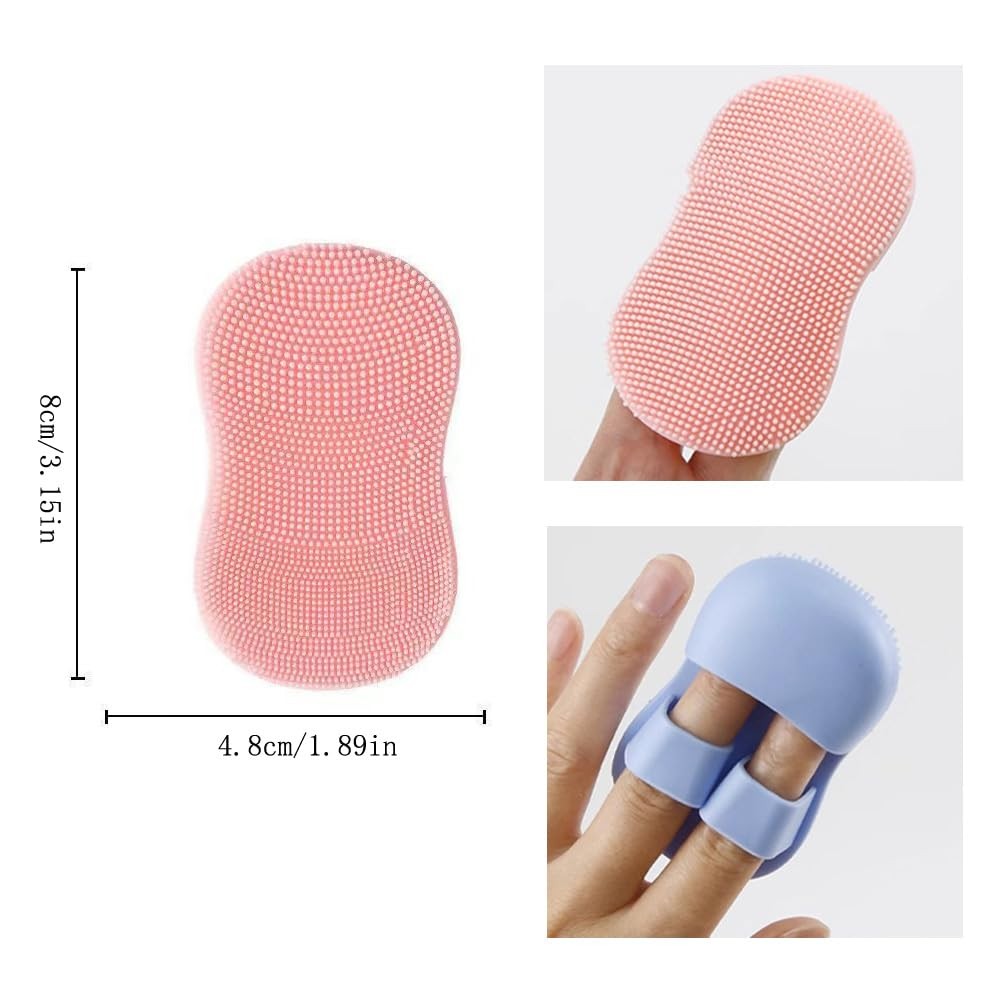 NentMent 6 Pack Face Scrubber Mini Facial Brush Silicone Blue+pink+purple