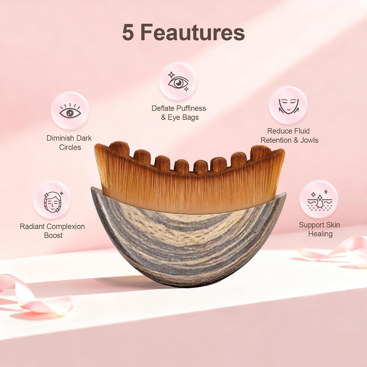 Soft Bristle Facial Massage Brush Ergonomic Face & Neck Skin Care Brush Tool