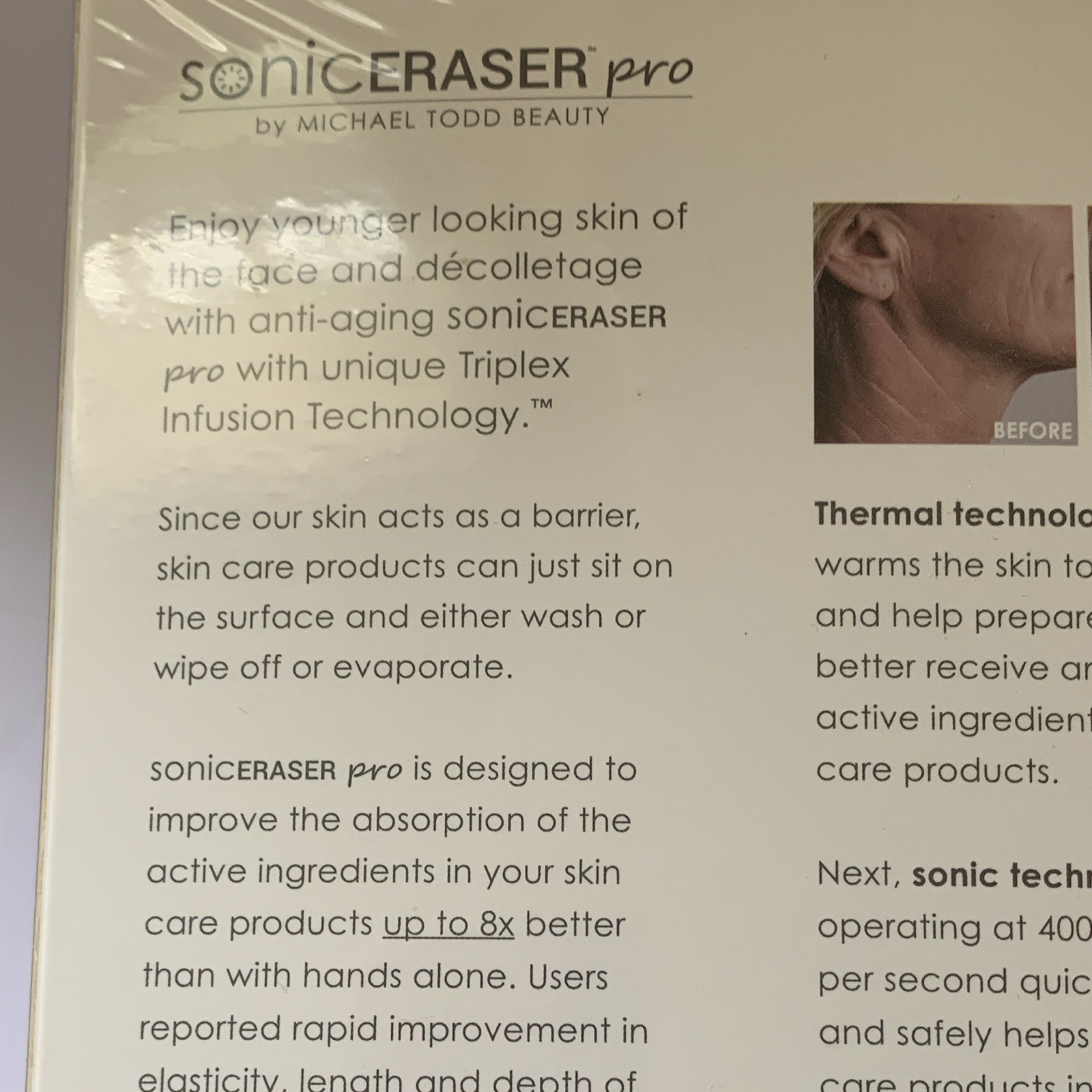 Michael Todd Beauty soniCERASER pro Sonic Infuser Facial Device Purple w/Cradle