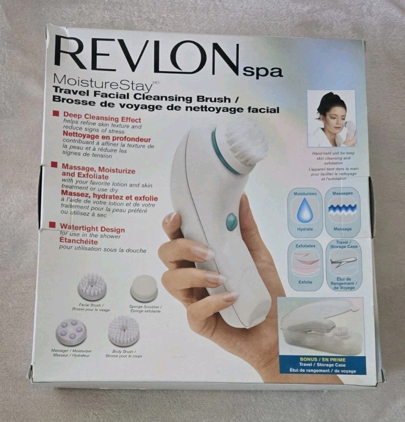 Revlon spa MoistureStay Travel Facial Cleaning Brush Portable With Case Massage