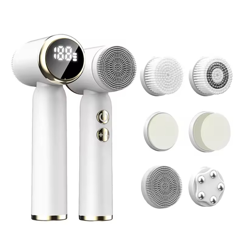 Portable 6-in-1 silicone electric Cleansing brush Facial cleaning/exfoliator