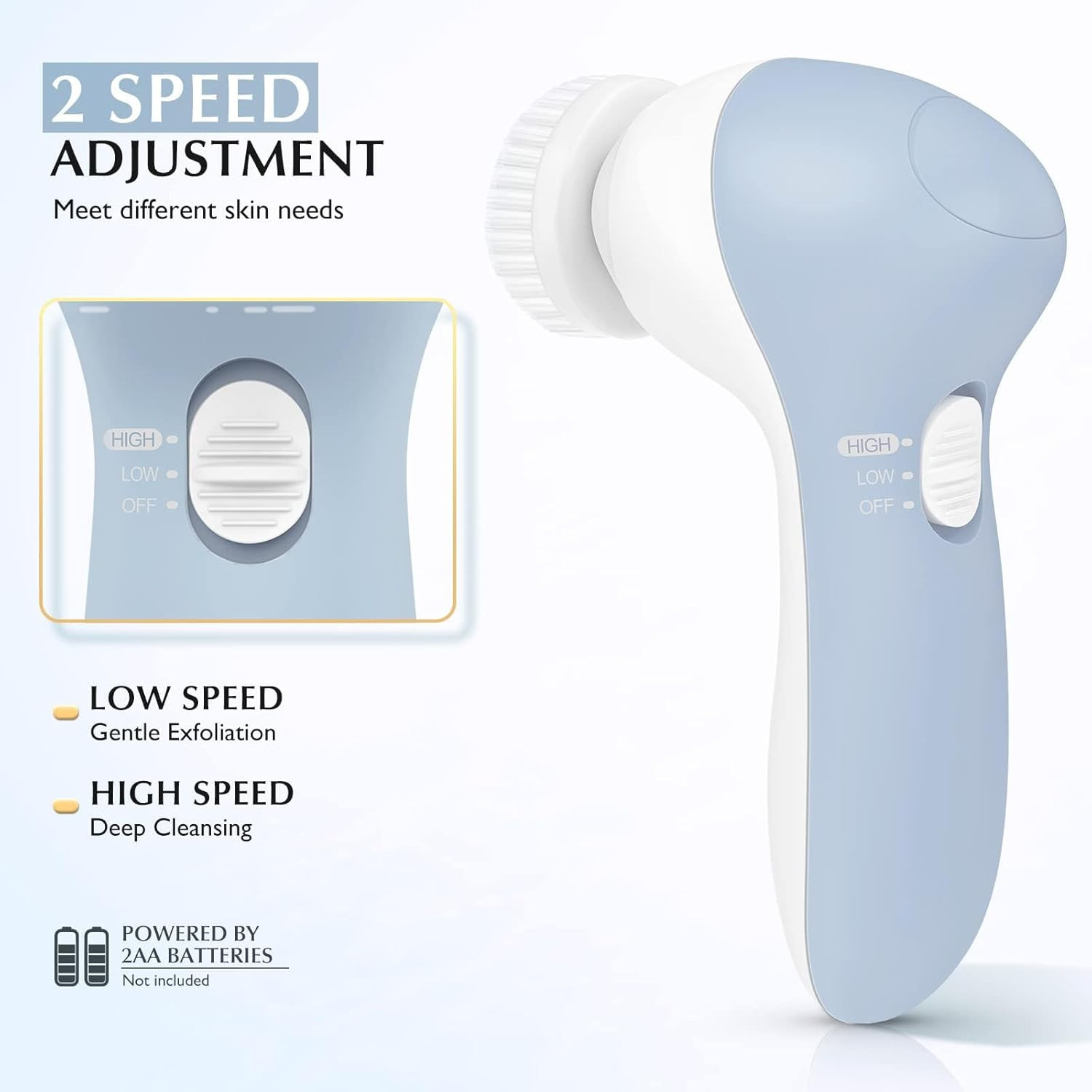 Facial Cleansing Brush Silicone Face Scrubber: 7 in 1 FBS-D Electric Exfoliating