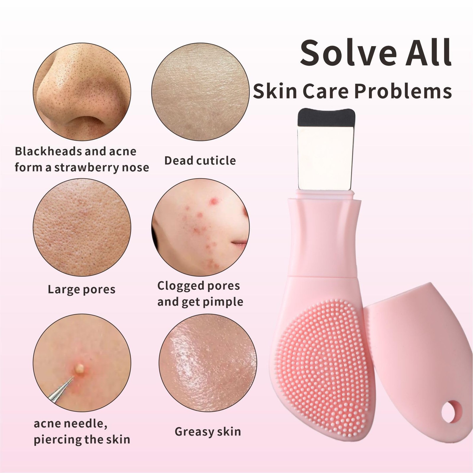 Silicone Face Scrubber Blackhead Remover Tool,Mask Applicator for Pink