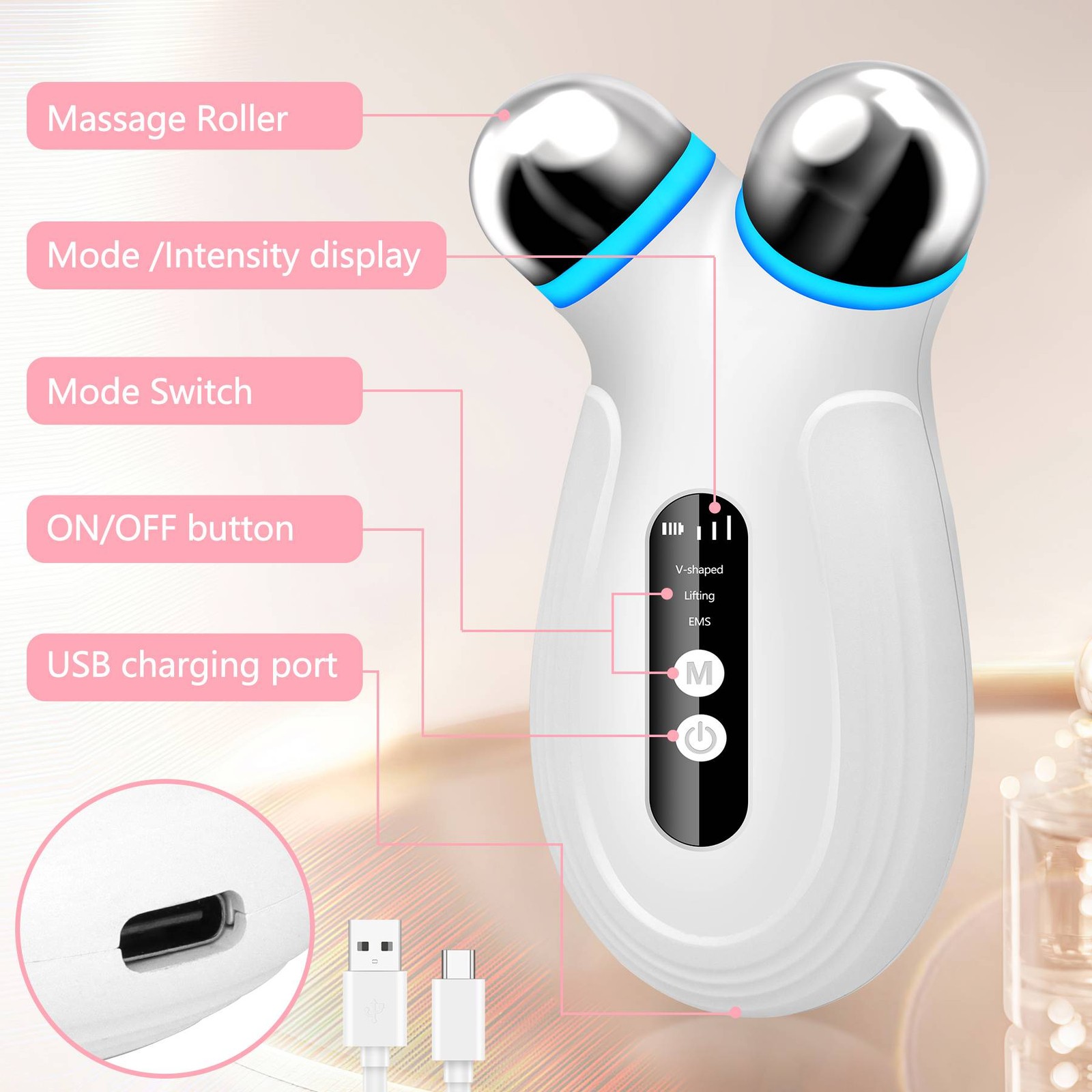 Microcurrent Anti-Aging Facial Device Skin Tightening & Absorption Tool