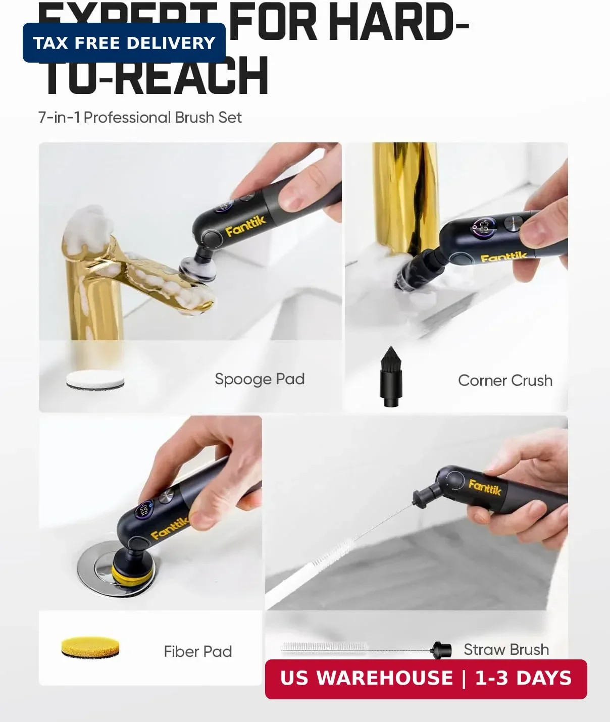 Fanttik Flip G10 Nano HomeCare Cordless Electric Spin Scrubber, 360° High-Torque