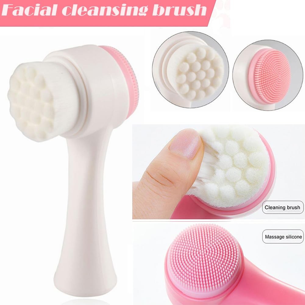 AKOAK 1 Pack Facial Cleansing Brush, 2-in-1 Two-Head Manual Blue