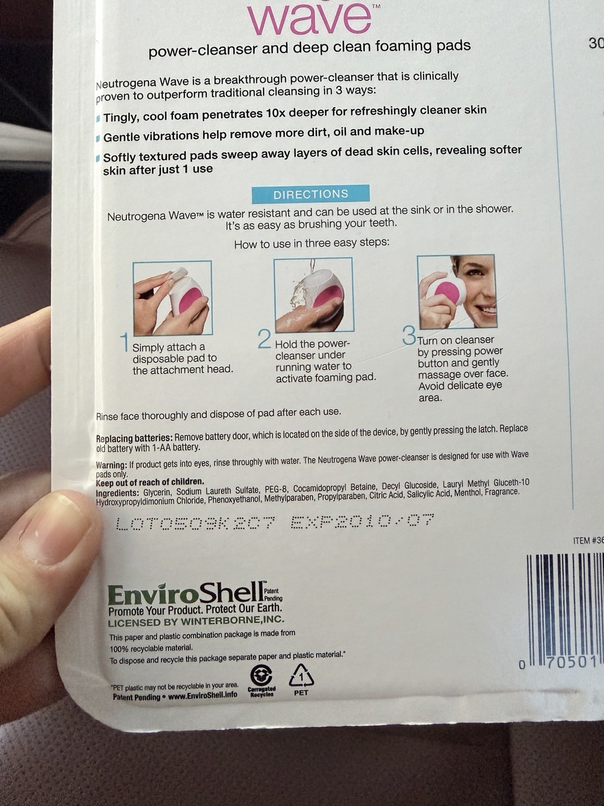 Neutrogena Wave Power-Cleanser+Deep Clean Foaming Pads+Gentle Exfoliating Pads L