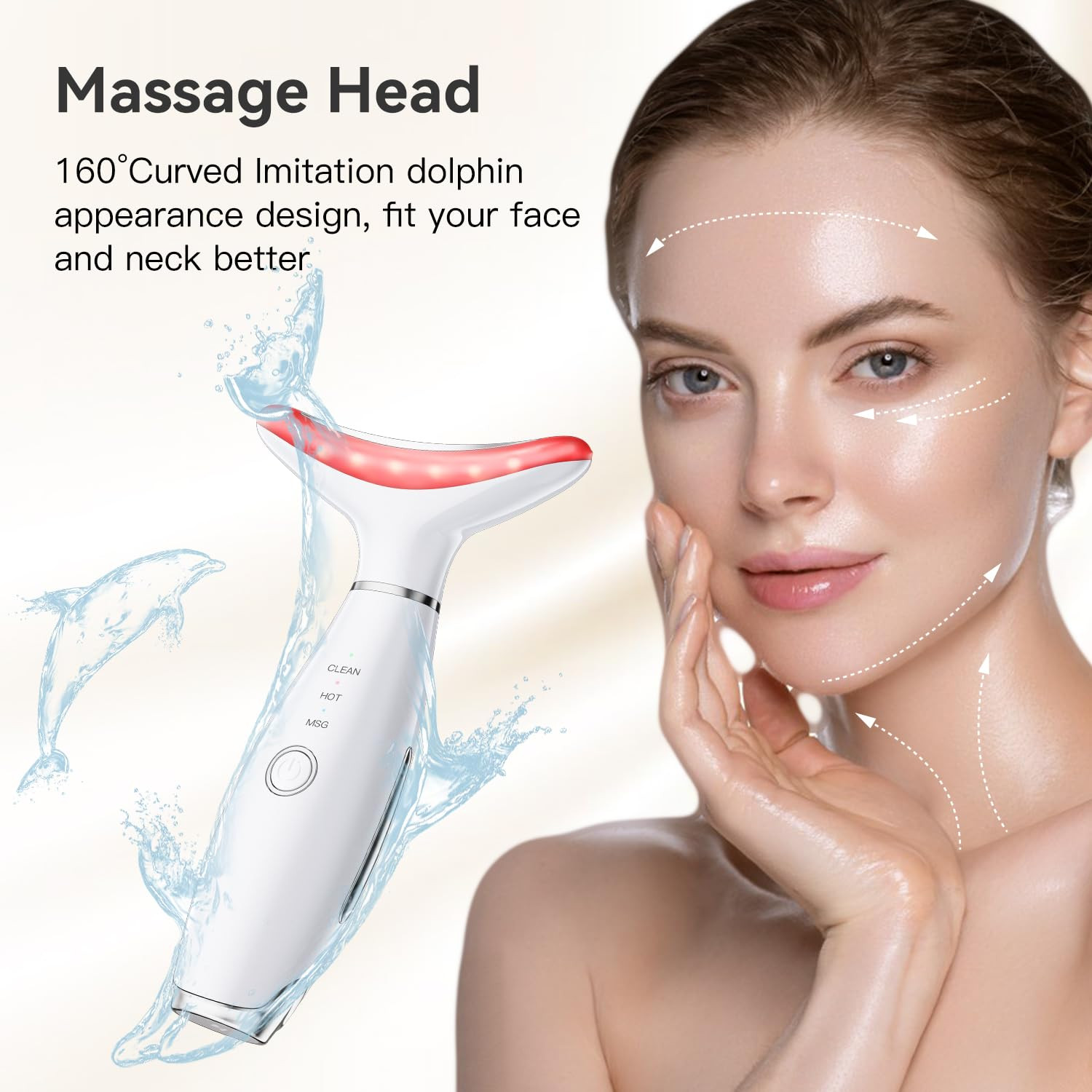 Portable 3-Mode Neck and Facial Massager for Skin Care (White)