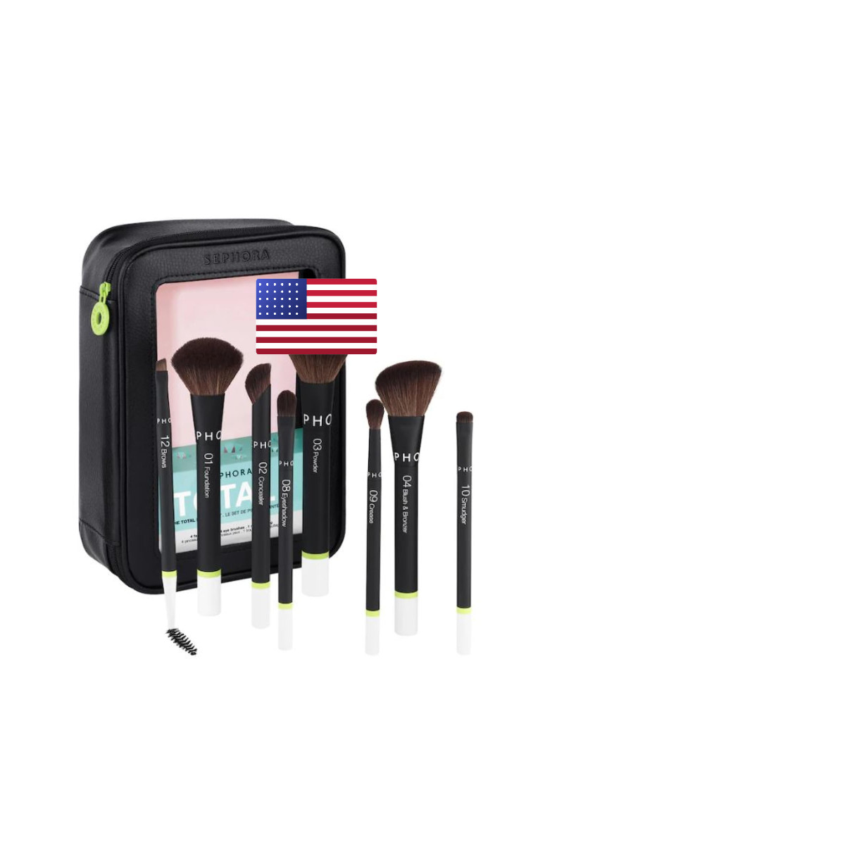 Sephora Favorites Total Set The Total Brush Set – 4 – 4 Eye – 1 Makeup Bag