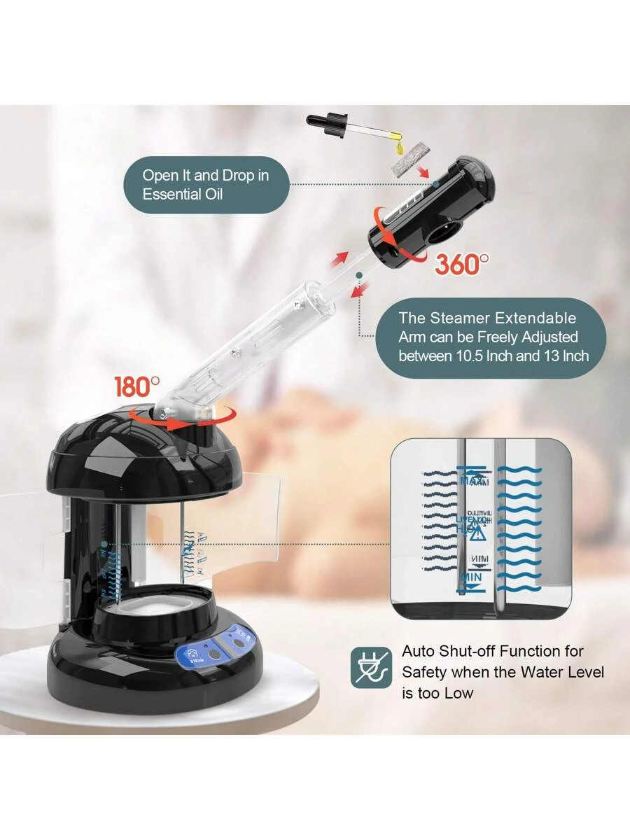Ozone Nano Ionic Facial Steamer Extendable Arm Home Salon