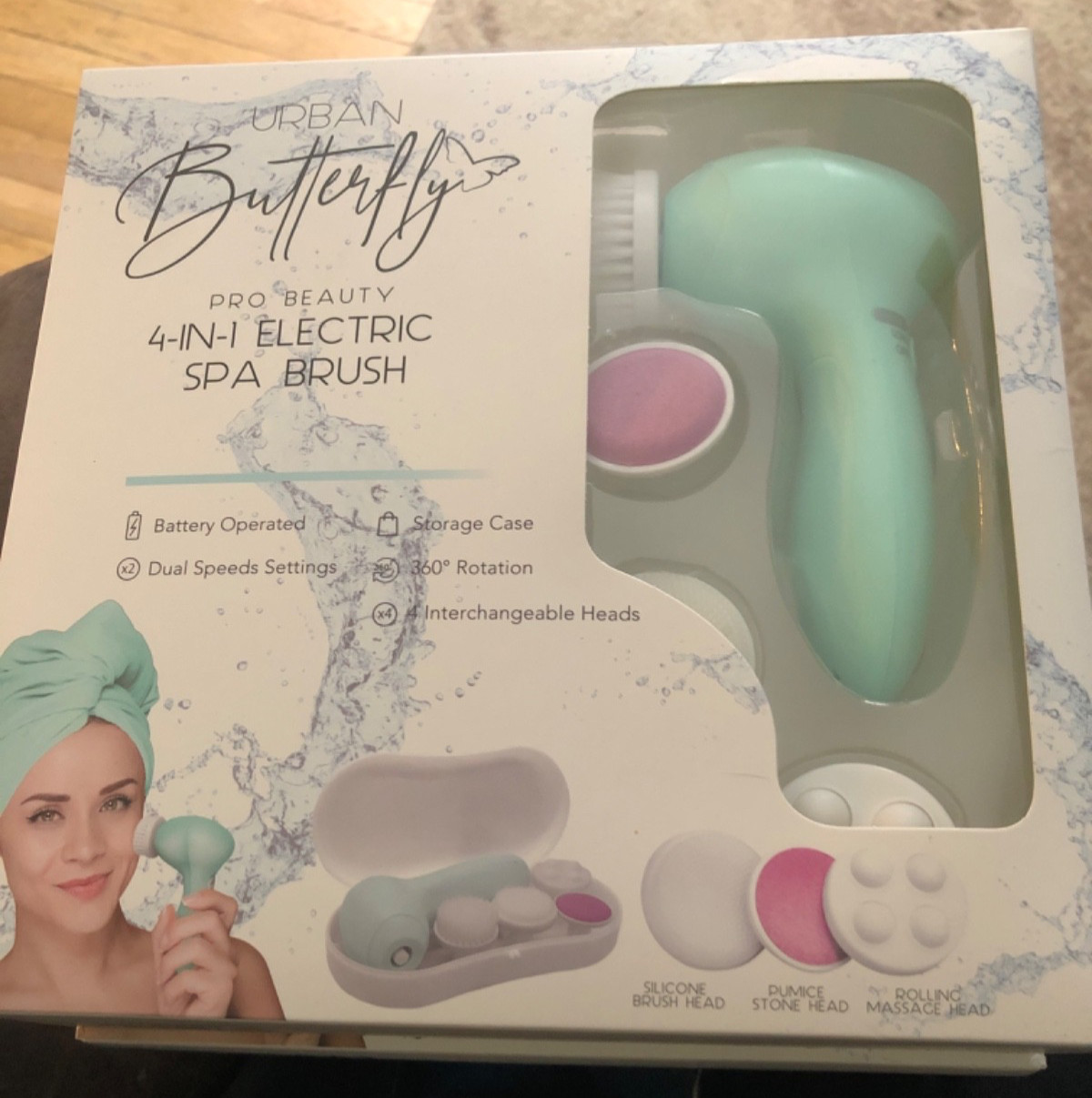 Urban Butterfly Pro Beauty 4 In 1 Electric Spa Brush great for mothers GREEN