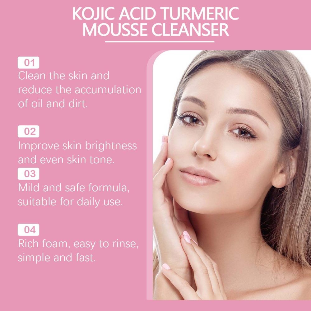 Kojic Acid Turmeric Mousse Facial Cleanser Moisturizing