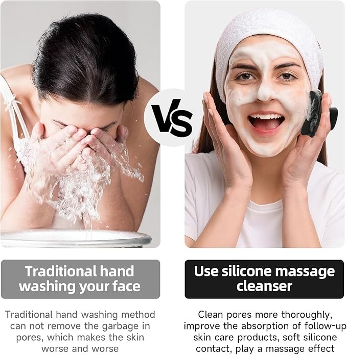Silicone Face Scrubber for Men – Manual Waterproof Facial Cleansing Brush