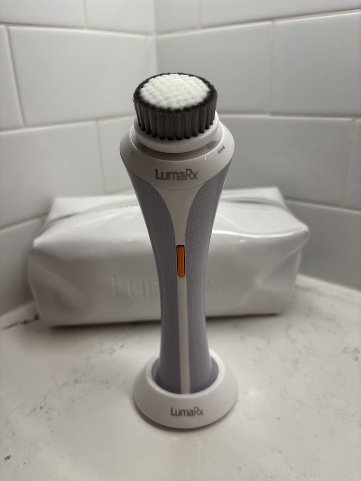 LumaRx Facial Cleansing Brush 3 Brush Heads Rechargeable w/ Bag + Carrying Case