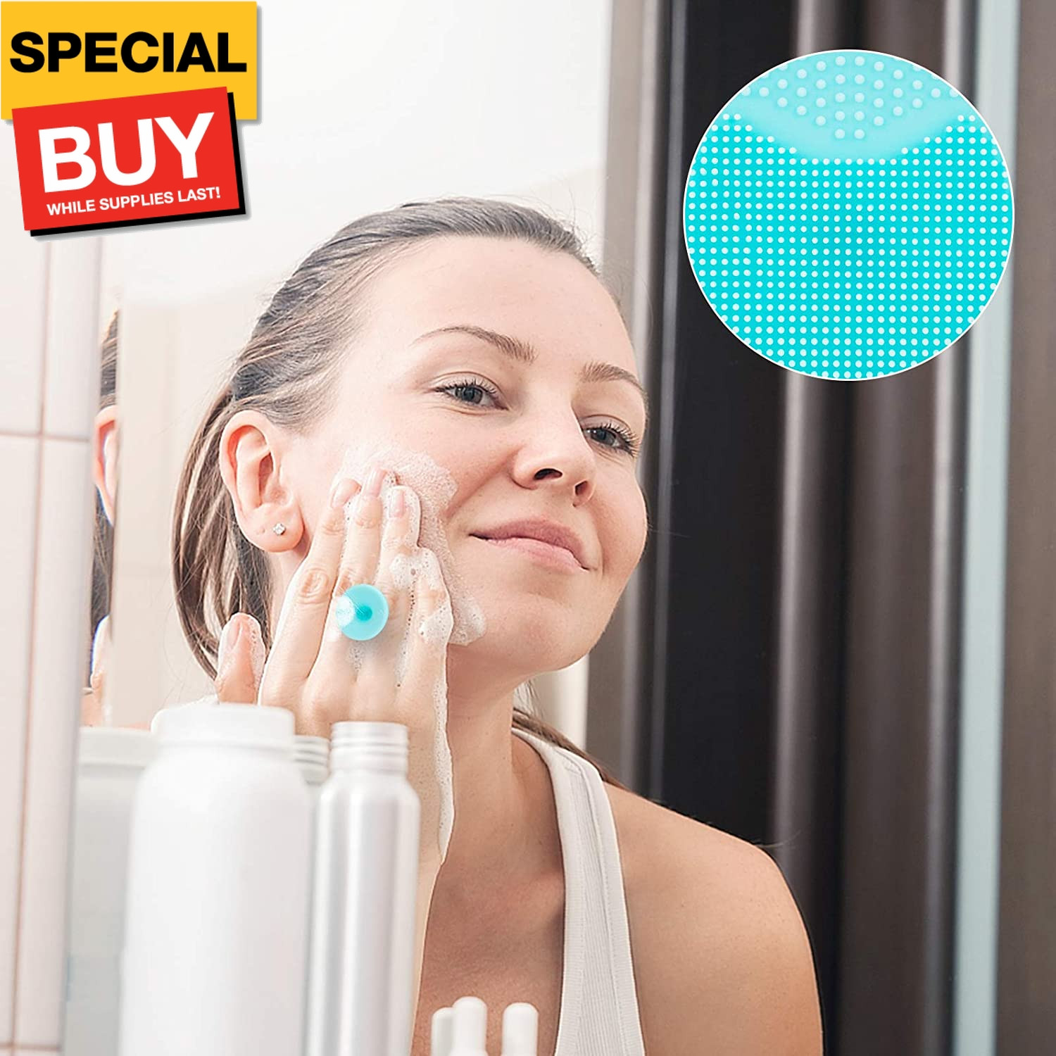 4 Pack Face Scrubber, Soft Silicone Facial Cleansing Brush Face Exfoliator Black