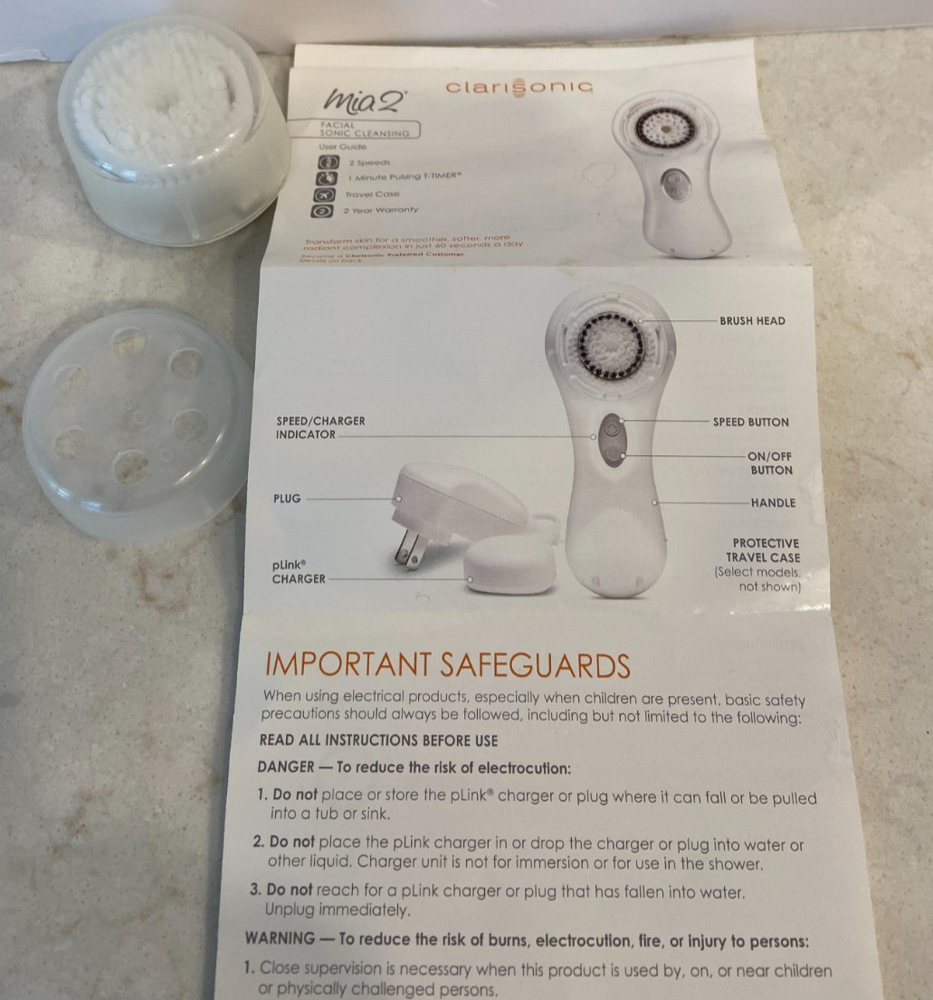 Mia 2 Clarisonic Sonic Cleansing +Charger & Travel Case Turquoise Print Ltd Edn.