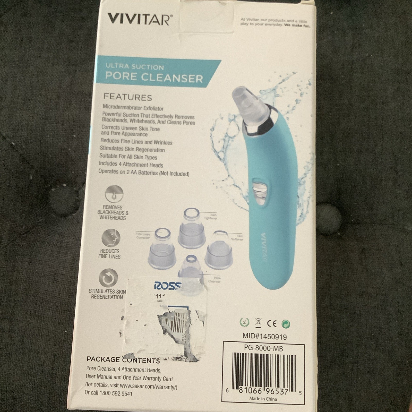 Vivitar Ultra Suction Pore Cleanser Simply Beautiful Soft Touch Series Blue New