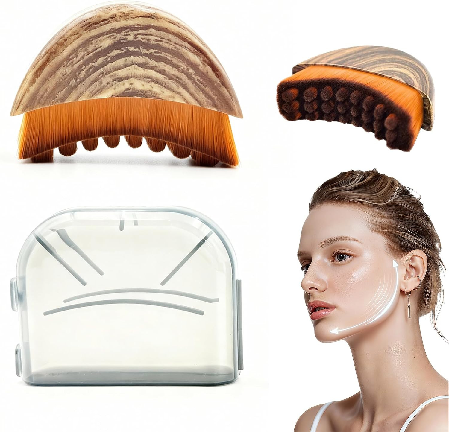 Lymphatic Contour Face Brush – Ergonomic Facial Sculpting Tool with Soft Bris…