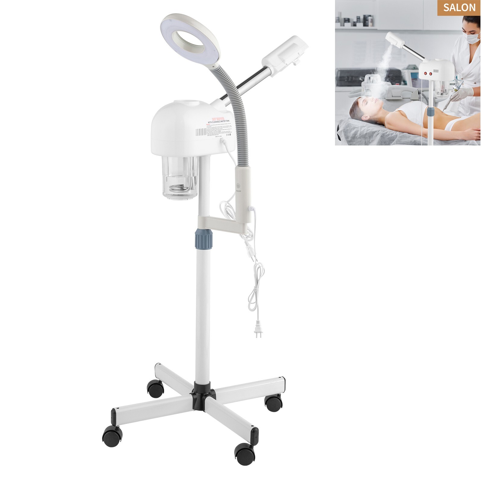 US Pro Facial Steamer 2in1 3X Magnifying Lamp Hot Ozone Machine Spa Salon Beauty