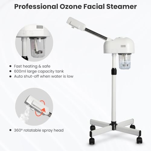 TASALON Professional Facial Steamer, Hot Mist Spray, Spa at Home, White