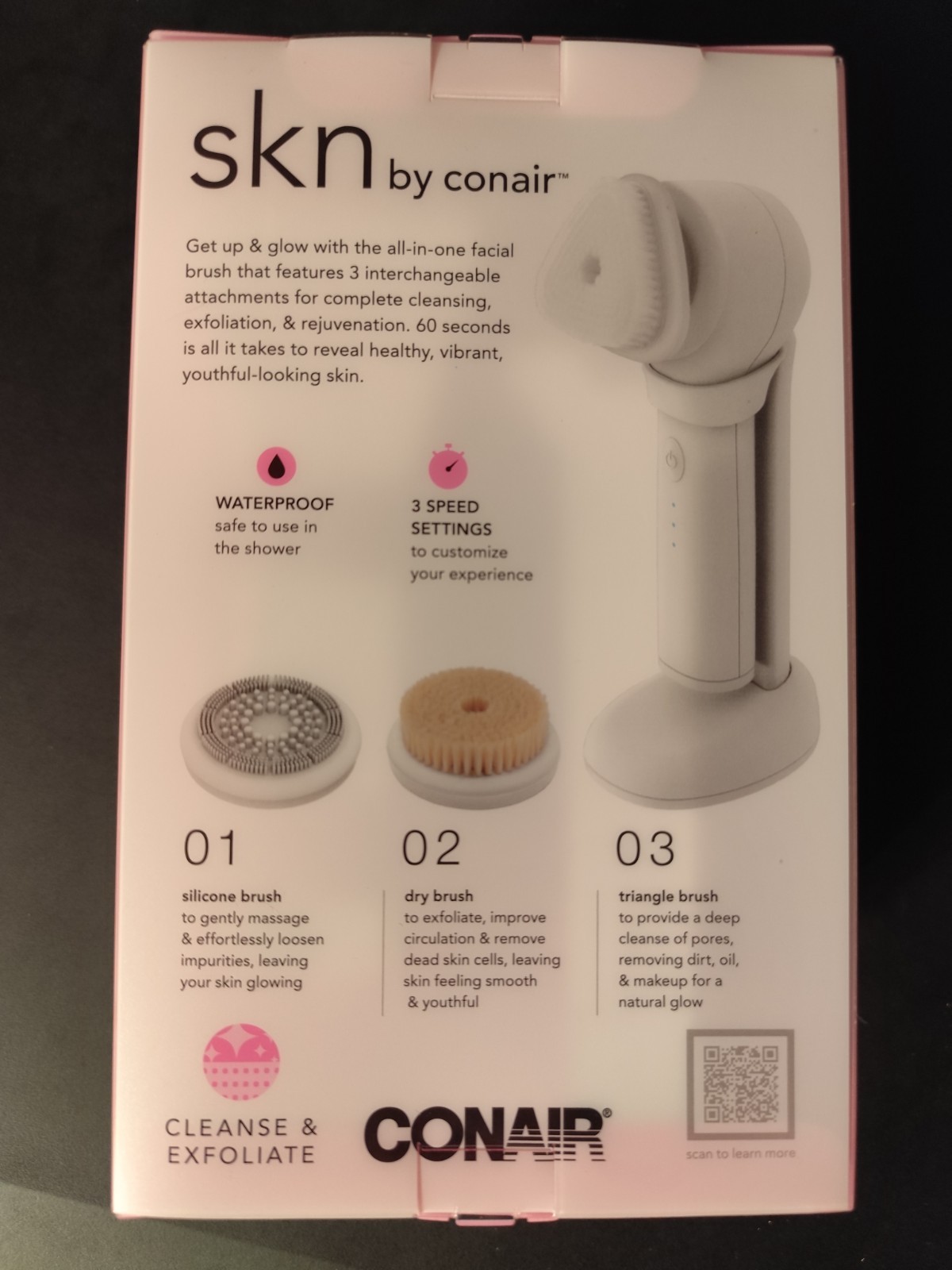 SKN by Conair Daily Glow Kit Sonic Trio Facial Brush Rechargeable